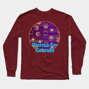 Círculo Abstracto Esferas Luminosas Fondo Morado Rayado-Horizontal Long Sleeve T-Shirt